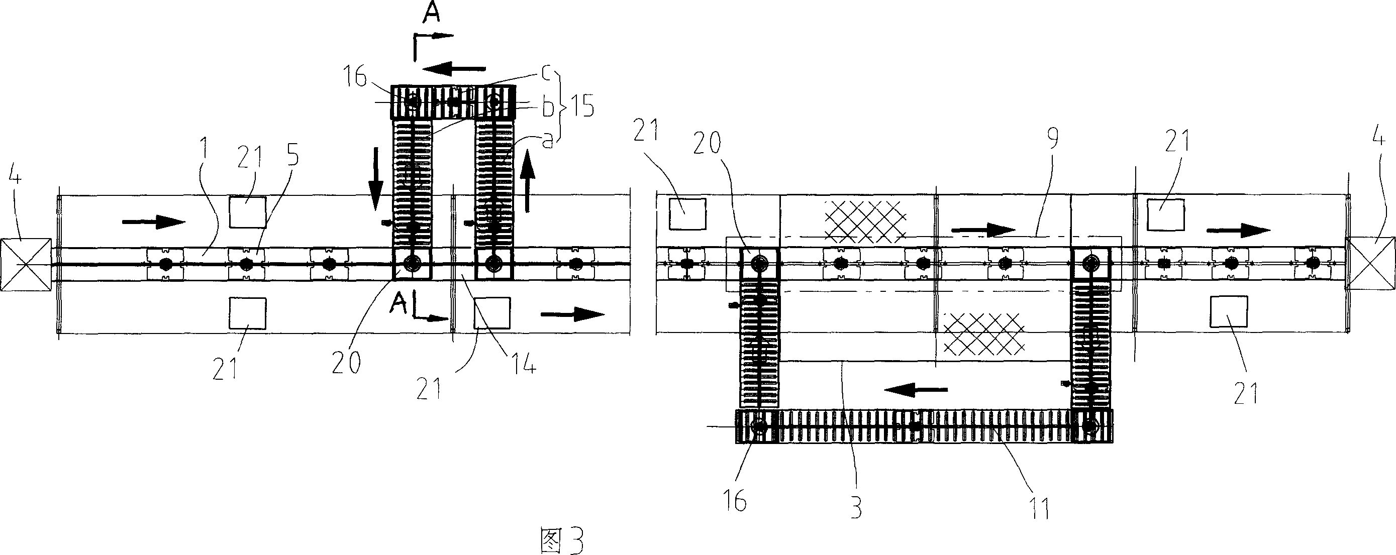 Integrative aerial 3D circular flexible production line for assembling and checking out motorcycle