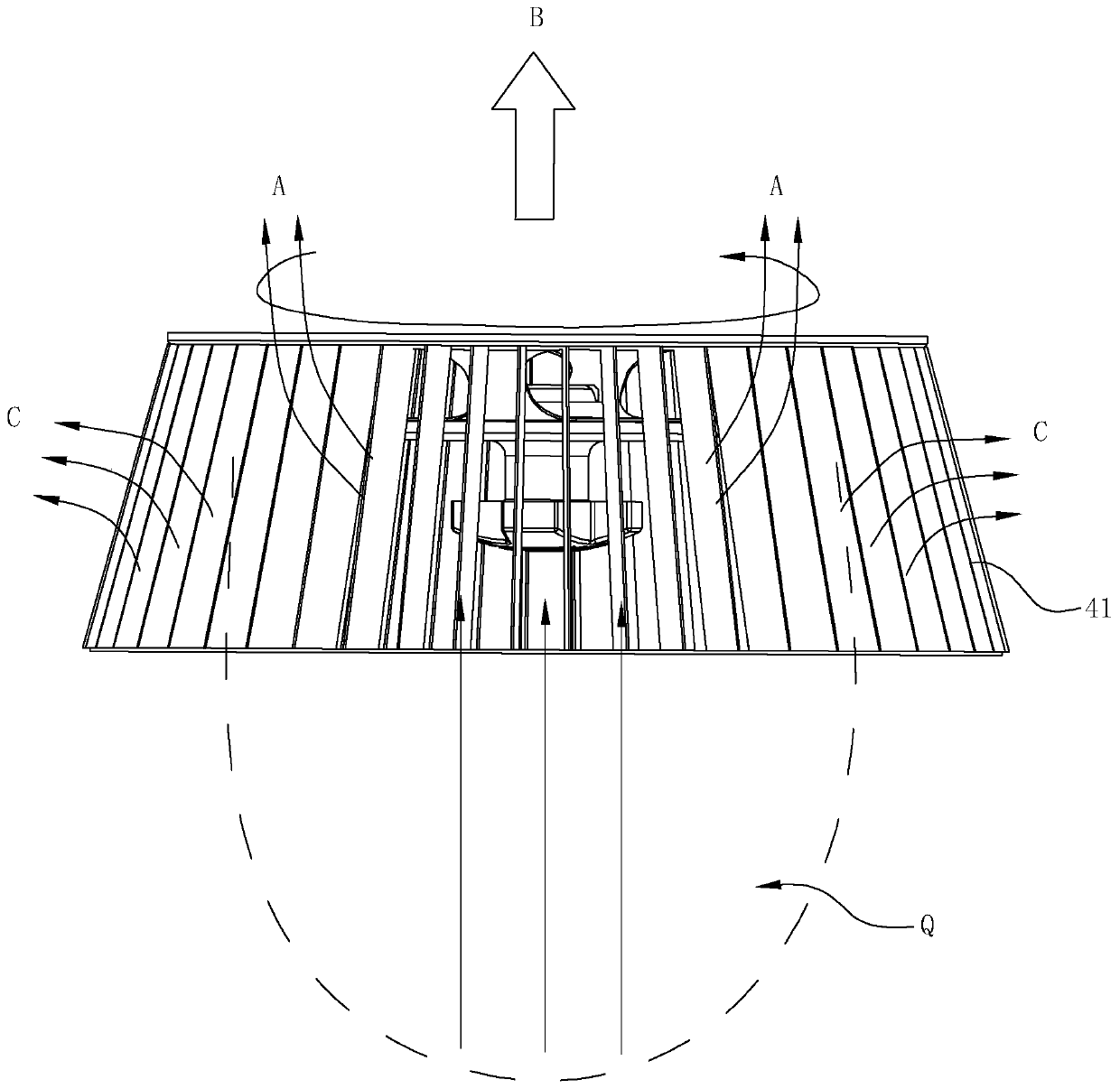 A range hood with two fans in series