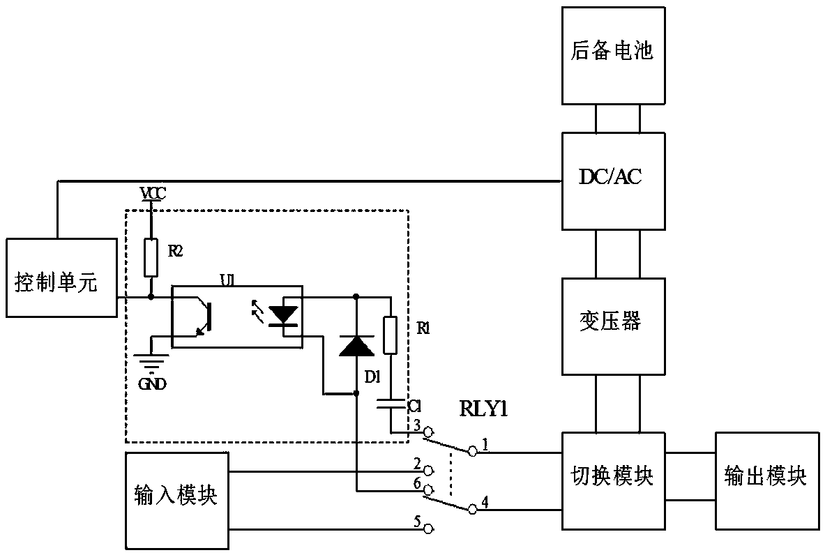 A backup UPS input switch abnormal detection device