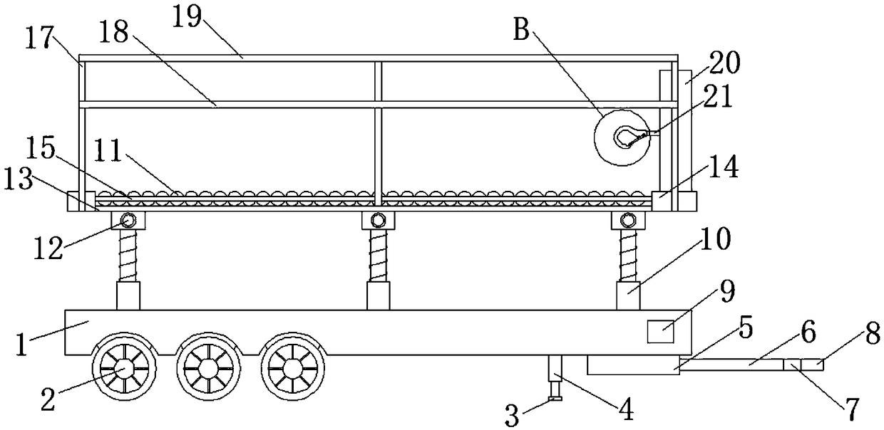 Trailer cargo loading platform lifting device