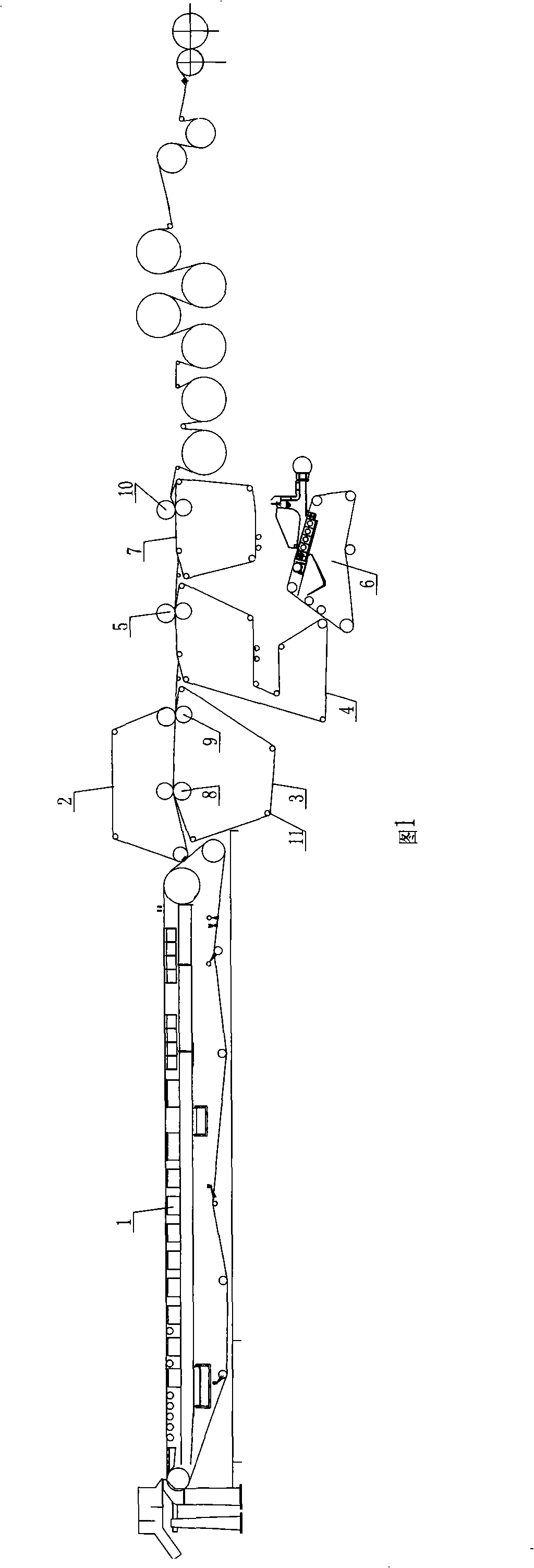 Combined paper making machine for electrolytic capacitor paper