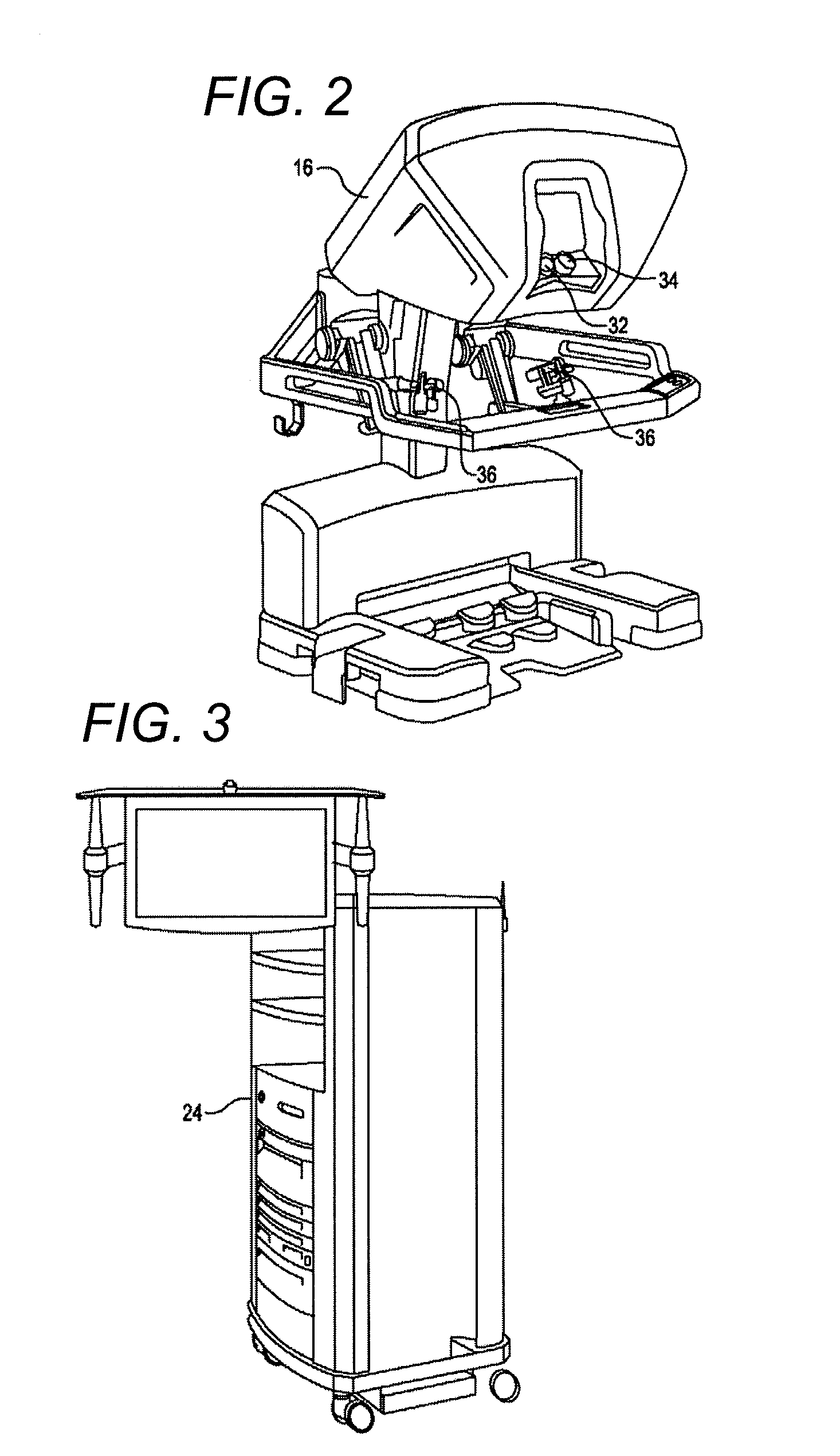 Movable surgical mounting platform controlled by manual motion of robotic arms