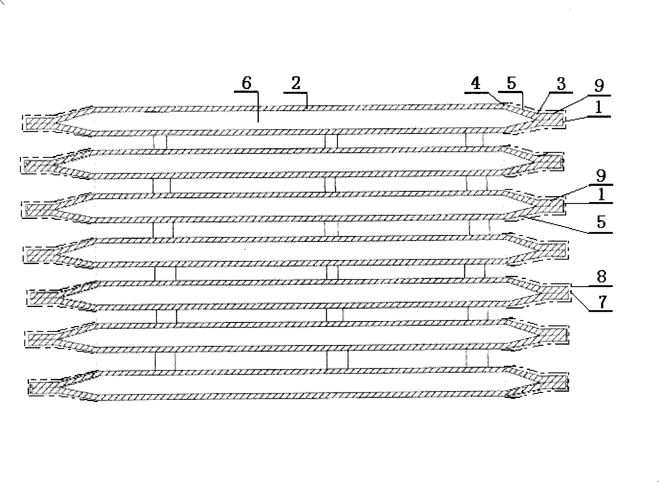 Broad passage plate heat exchanger heat radiation board and its surface intensifying process