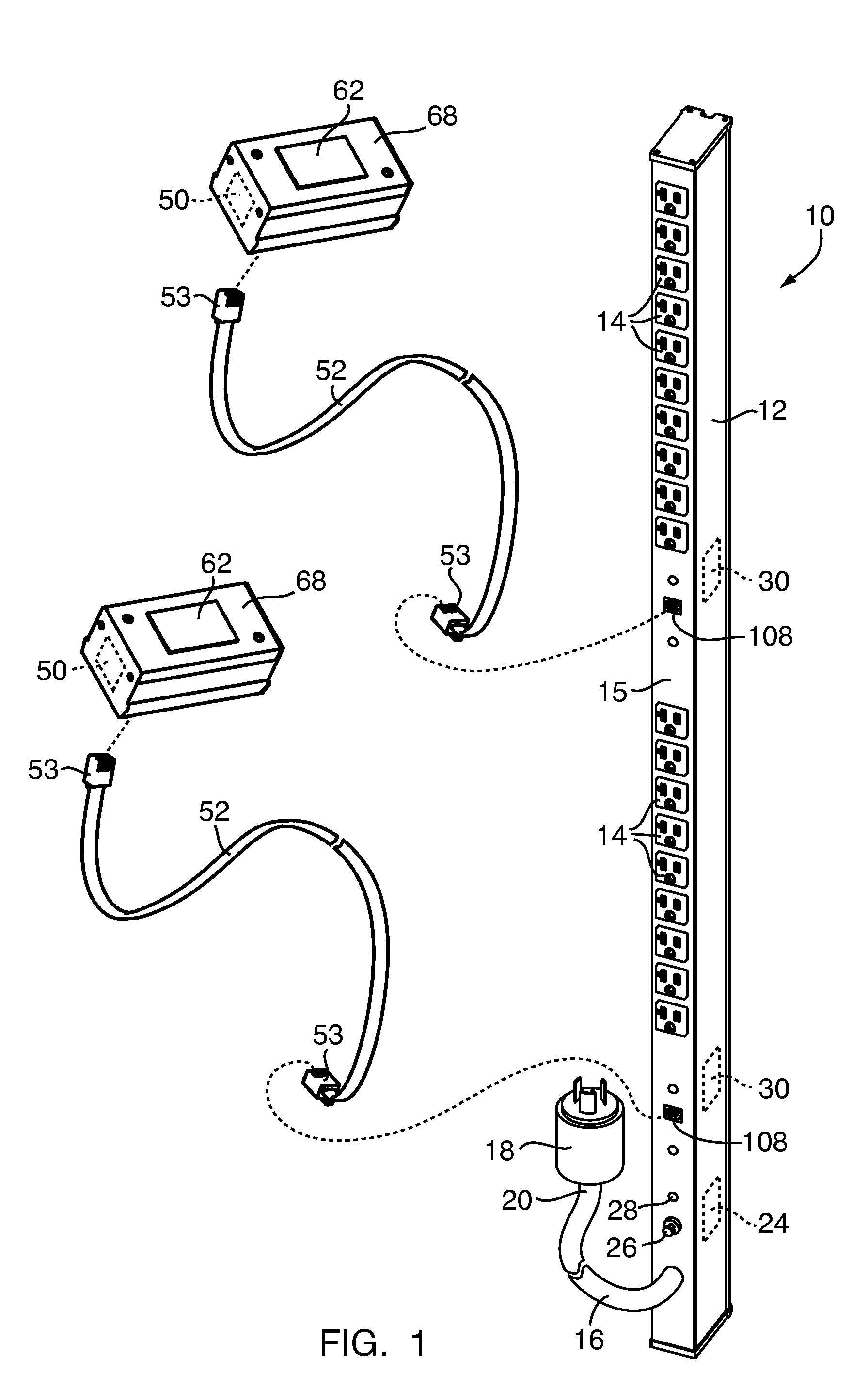 Remote display ammeter for power plug or power strip