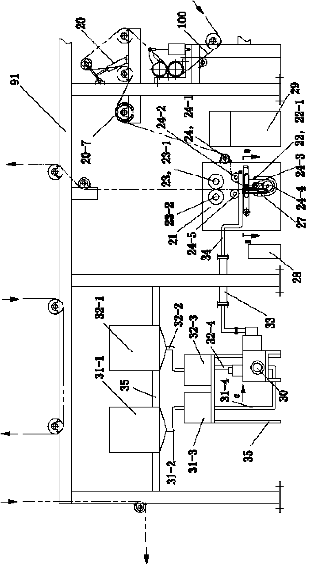 Padding system of continuous pigment dyeing padding mangle