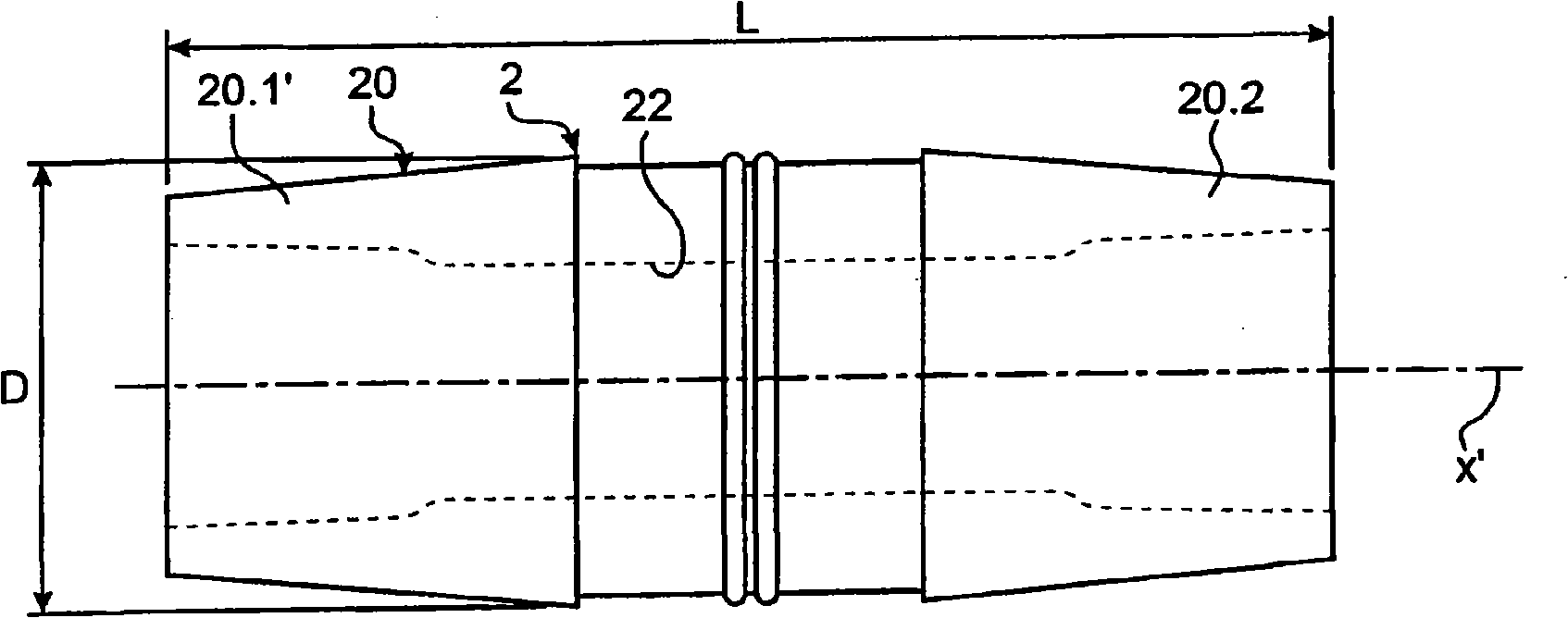 Electrical connection device between two medium- or high-voltage cells and distribution substation containing at least one such device