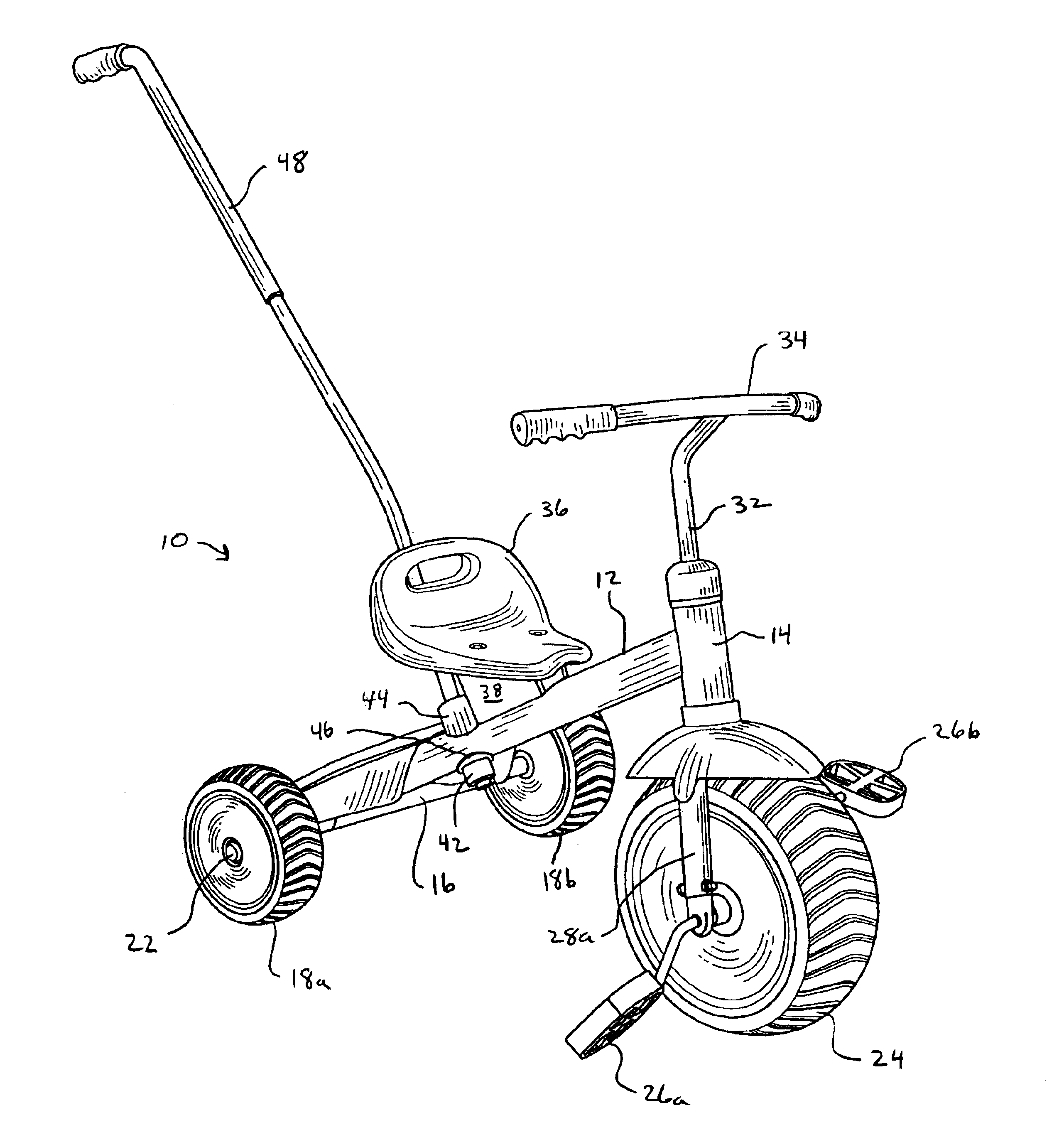 Tricycle with geared auxiliary steering mechanism