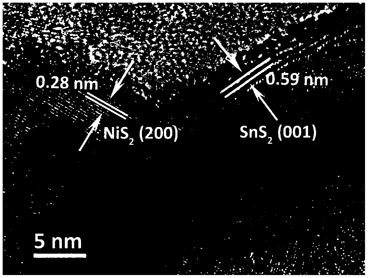 Tin sulfide-nickel sulfide heterogeneous nanosheet array structure and preparation method thereof