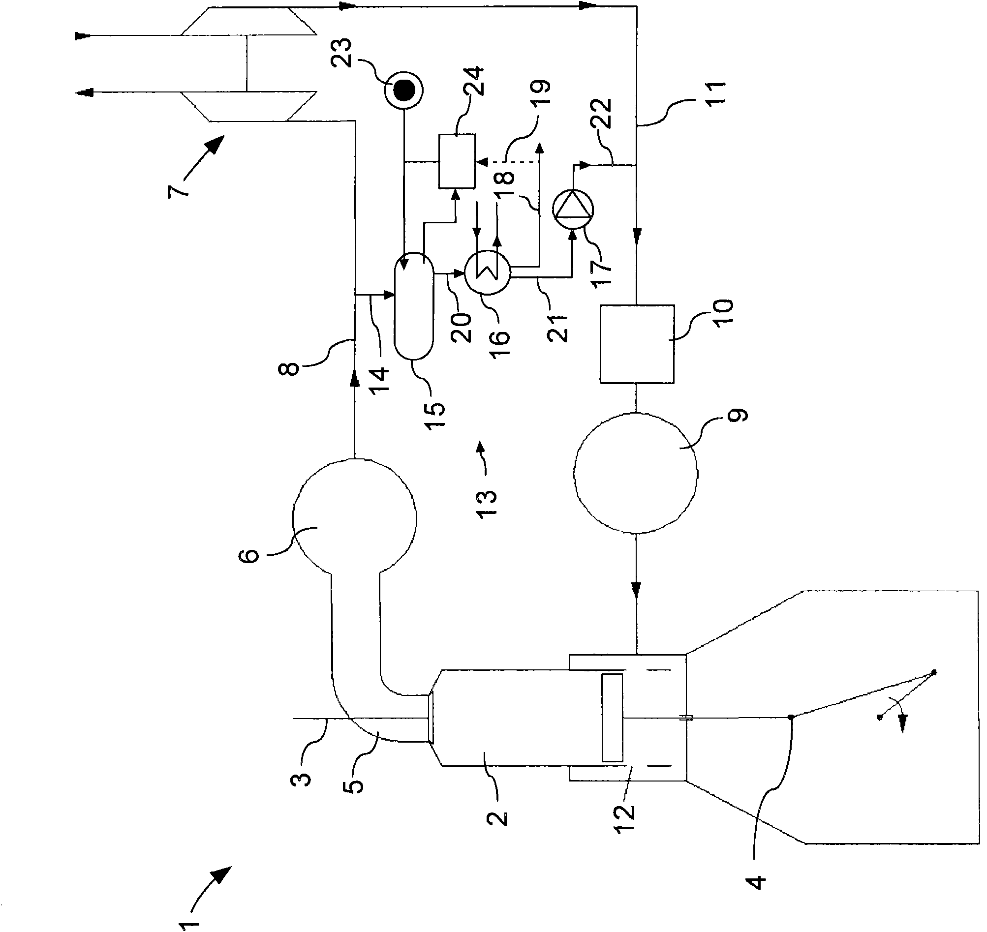 Large two-stroke diesel engine with exhaust gas recirculation system