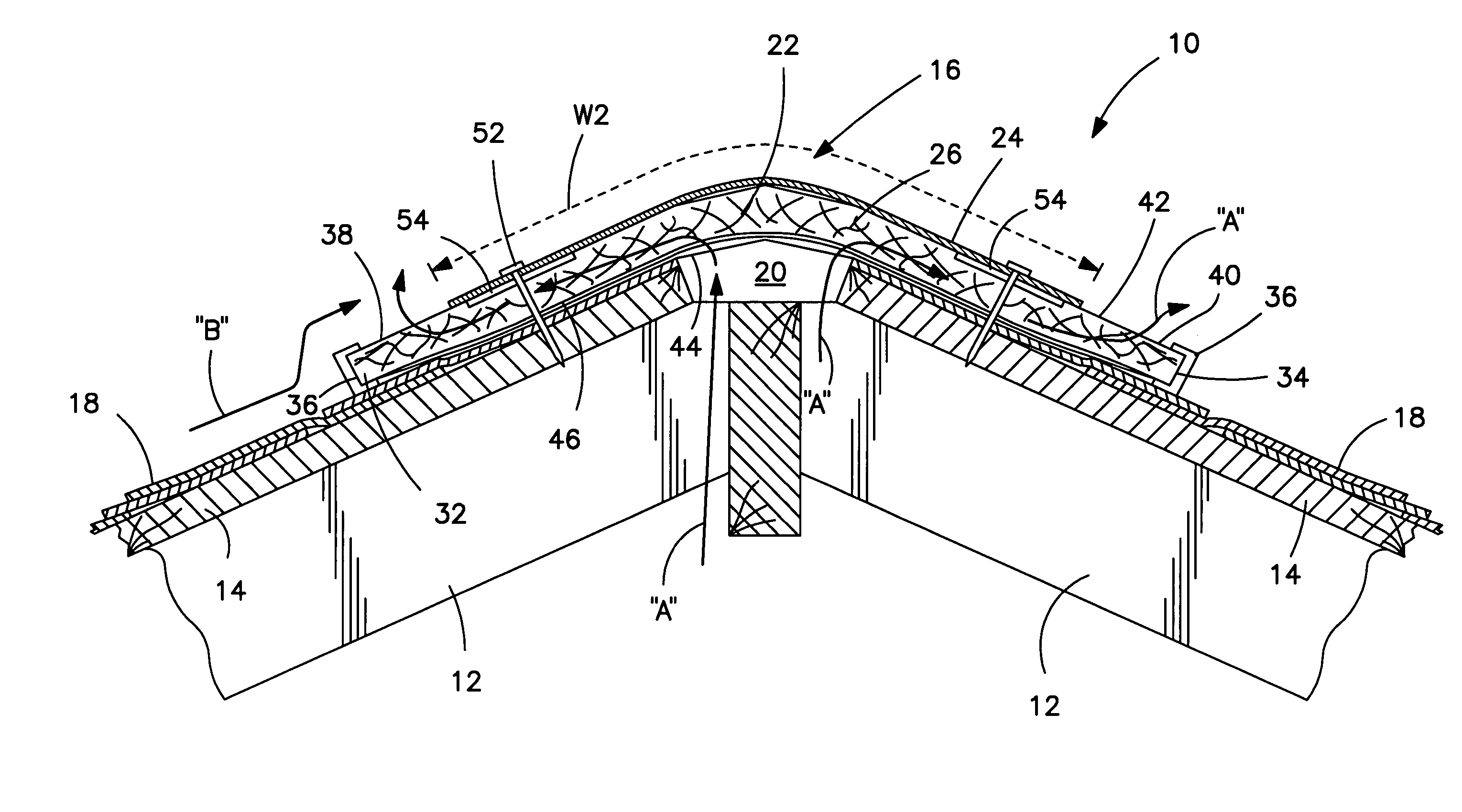 Rollable roof ridge vent having baffles