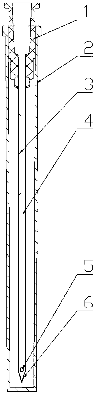 Medicine dispensing needle head and disposable medicine dispensing needle