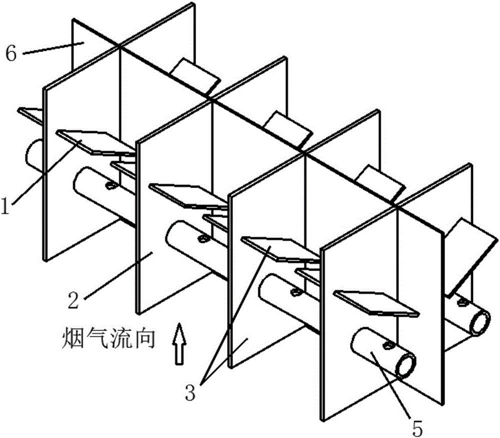 Longitudinal-vortex-type ammonia-injection mixing arrangement used for SCR denitration system