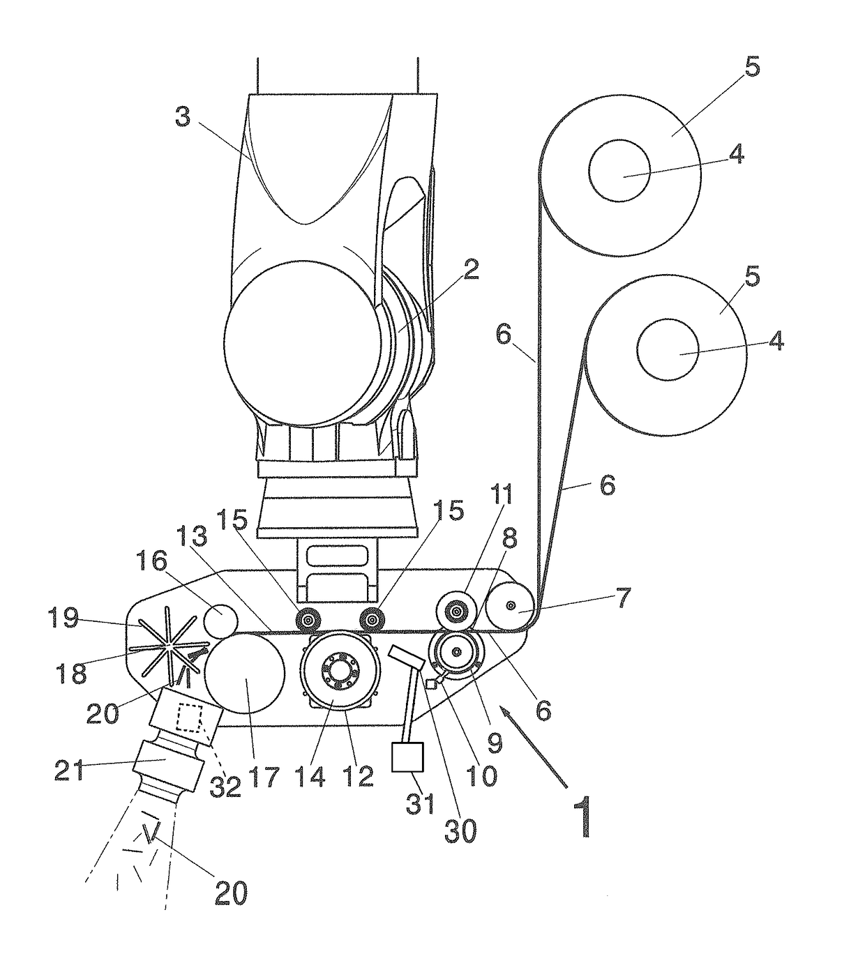 Deposition device for controlled deposition of reinforcing fiber bundles