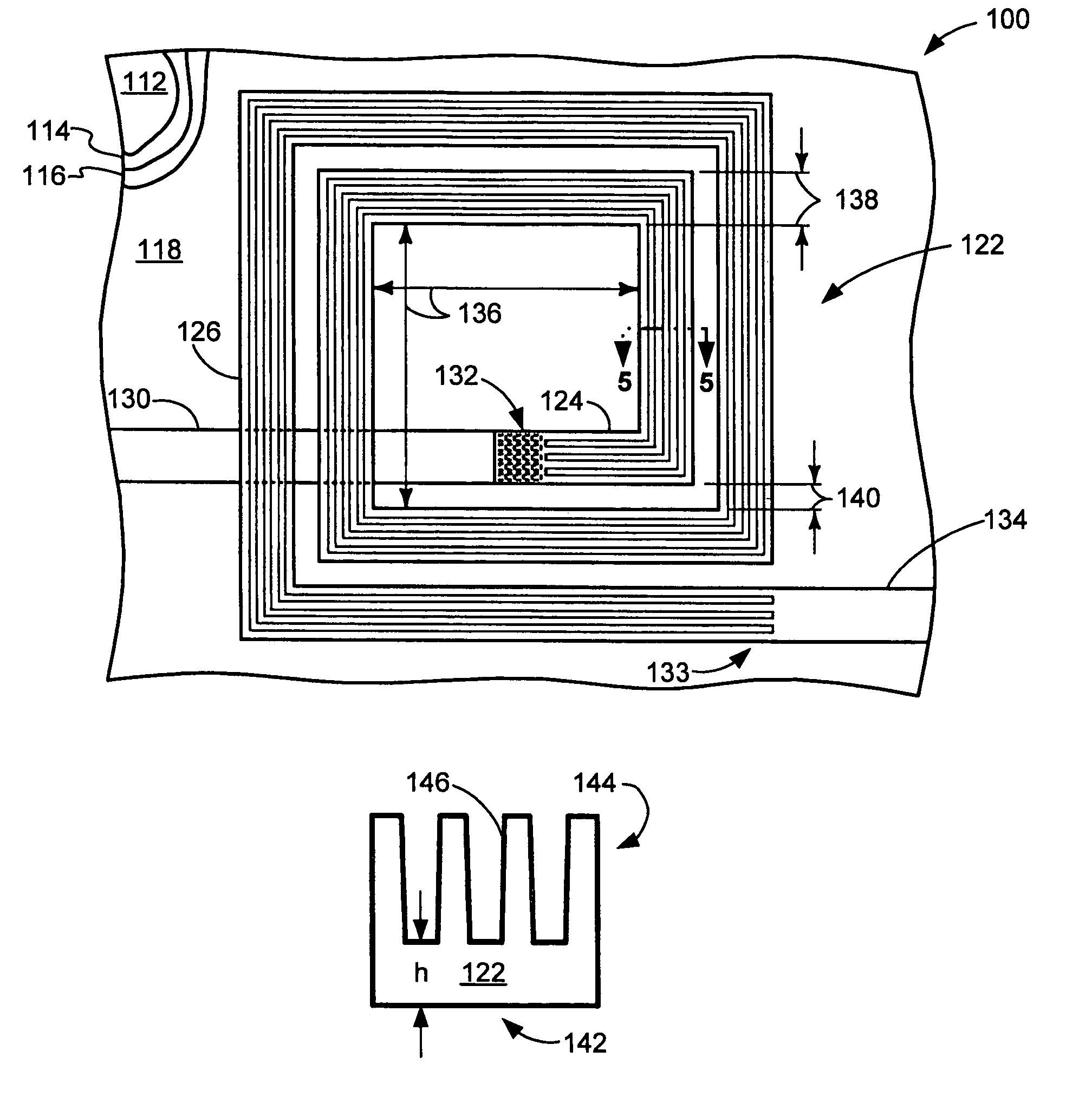 Via/line inductor on semiconductor material