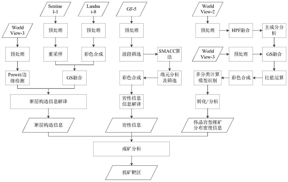 Prospecting method and device for pegmatite type lithium ore, computer equipment and medium