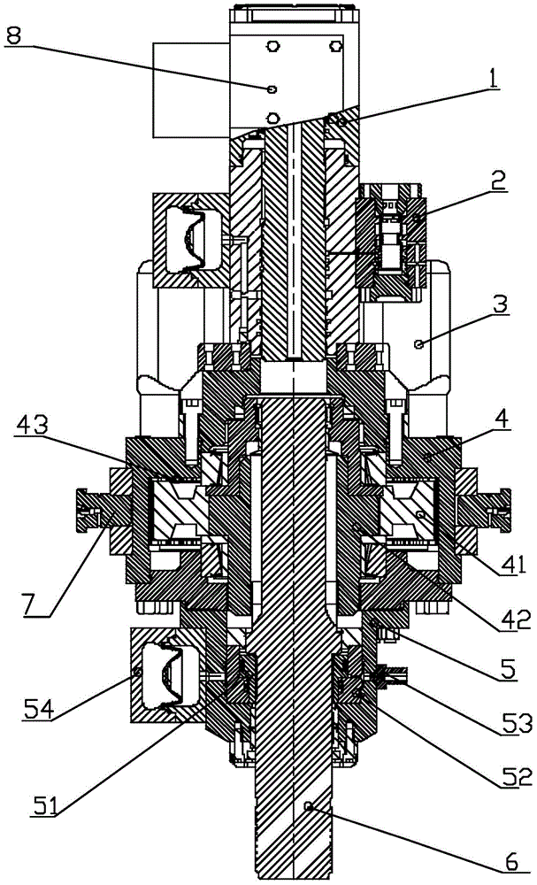 Top hammer type impact rotary power head of hydraulic drilling machine