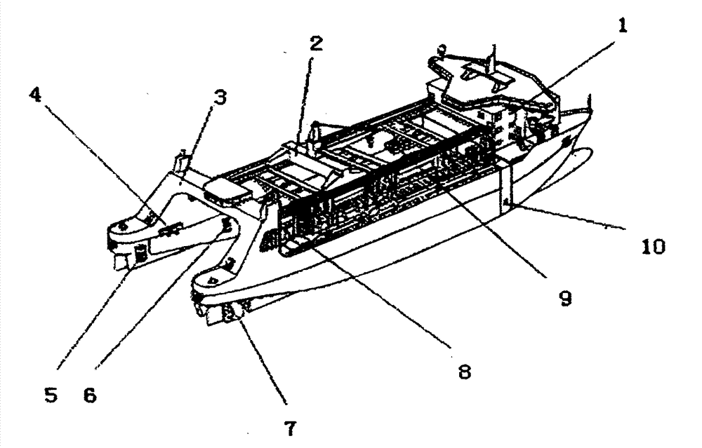 Non-mudhold double-body drag suction dredger and construction method thereof