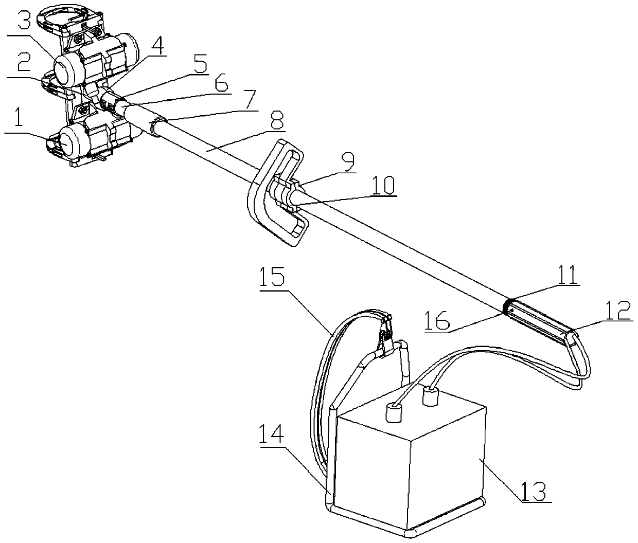 A vibrating walnut picker