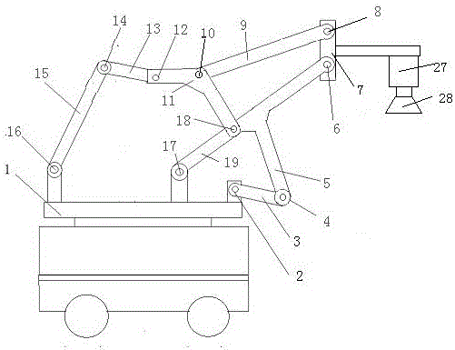 Servo drive type variable-motion-degree-linkage-mechanism mechanical arm for carrying operation