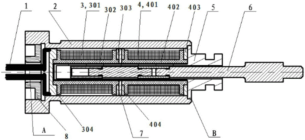 Micro-stroke, double-redundancy torsion-preventive LVDT displacement sensor