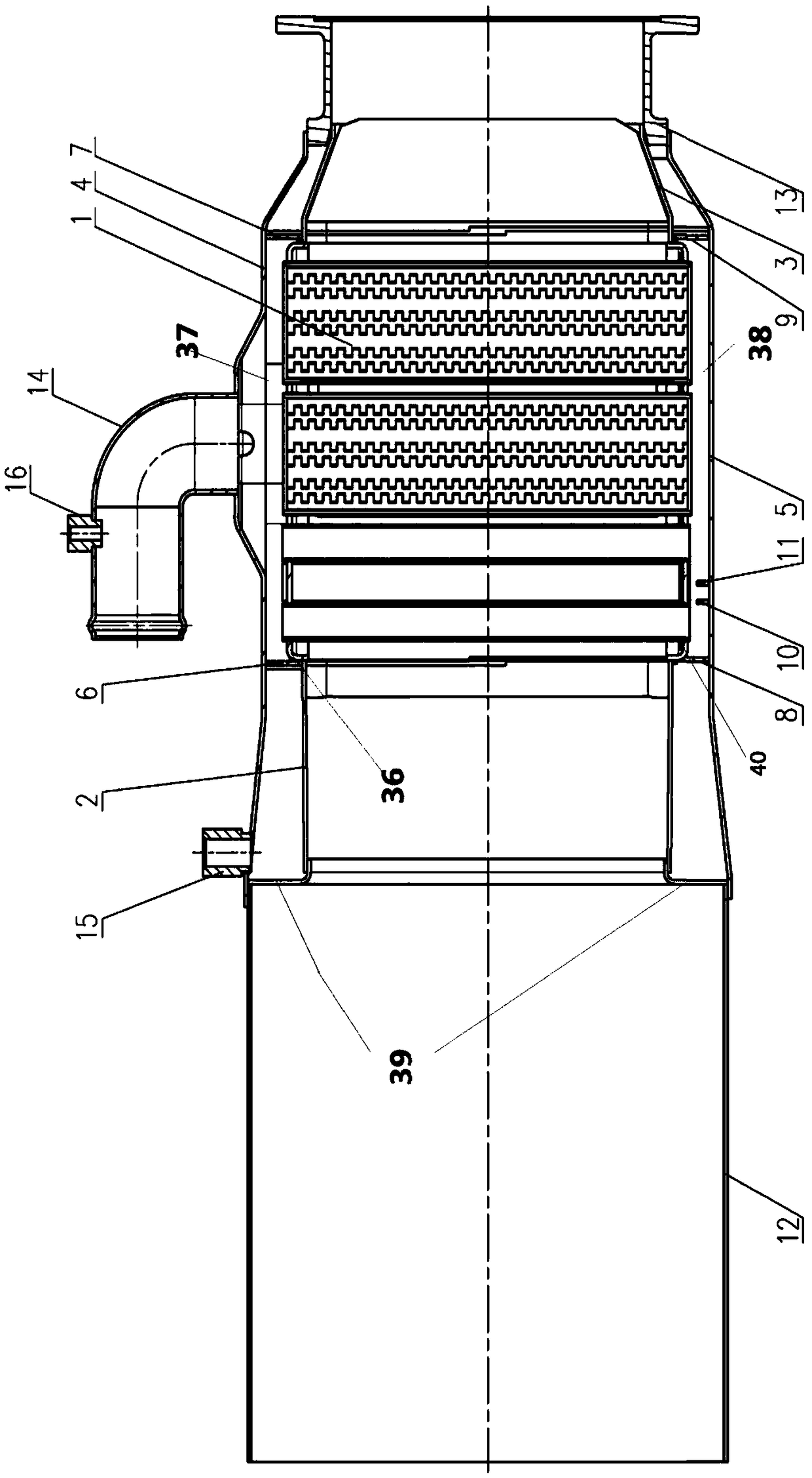 A combustion waste heat utilization heat exchange device with a diversion structure