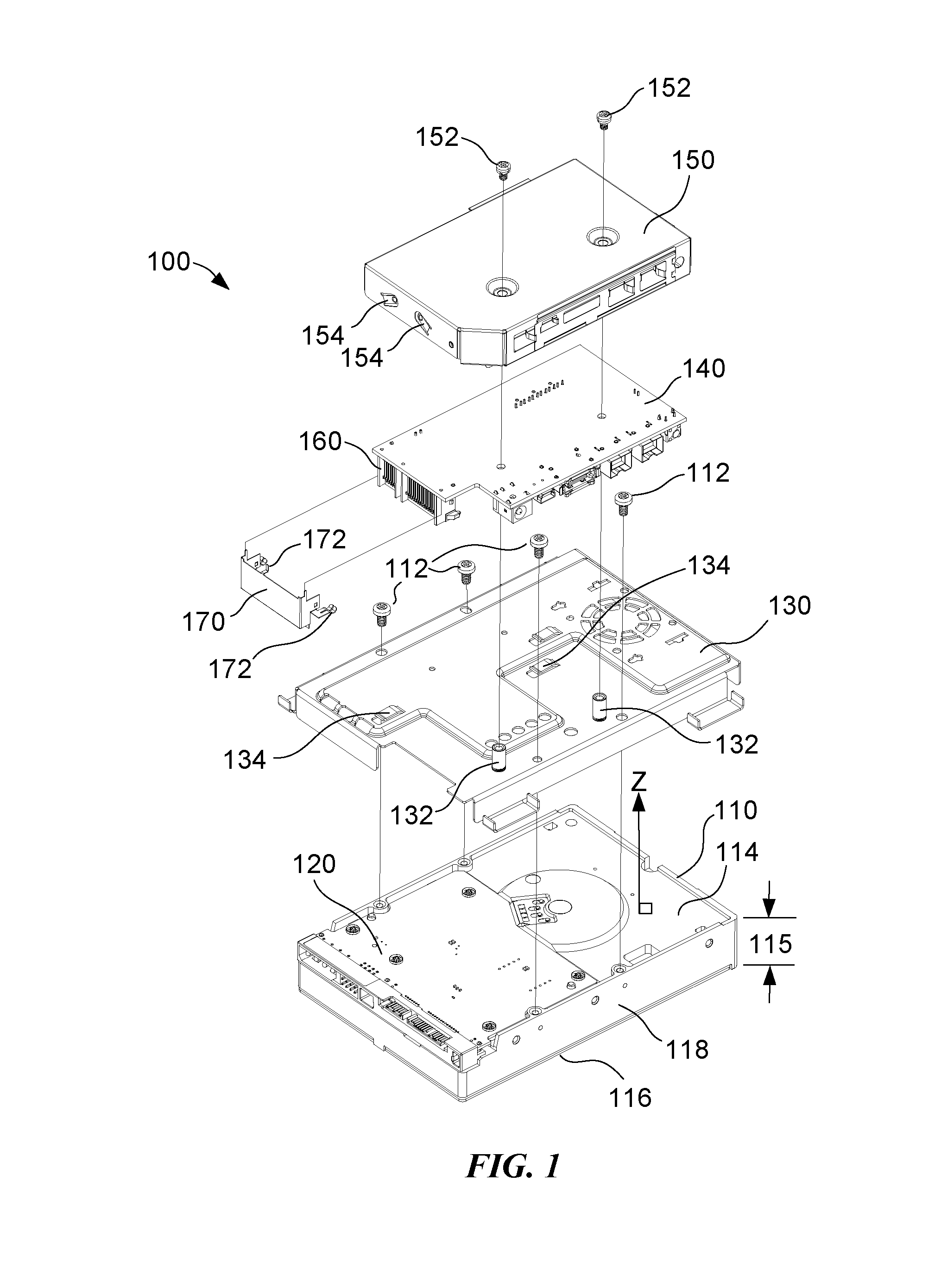 Information storage device having a conductive shield with a peripheral capacitive flange