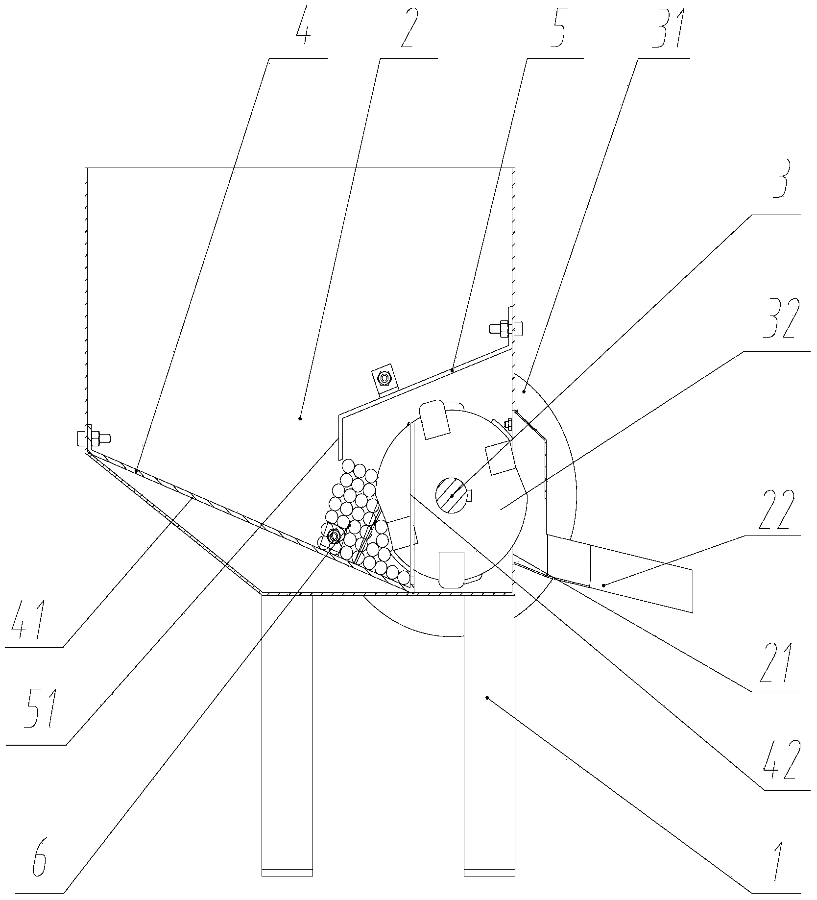 Quantitative feeding device for lotus seed processing equipment