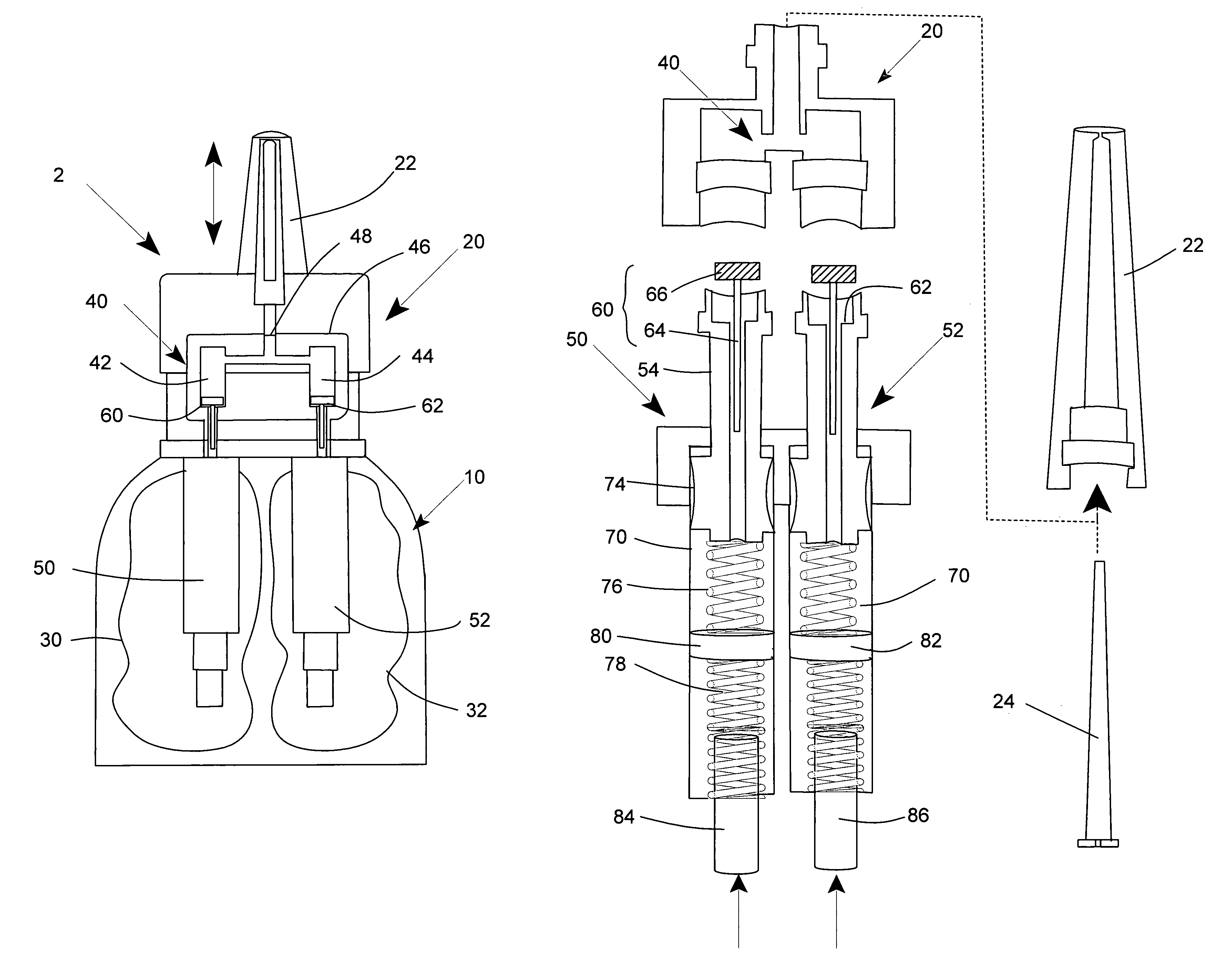 Multi medication nasal spray device and method