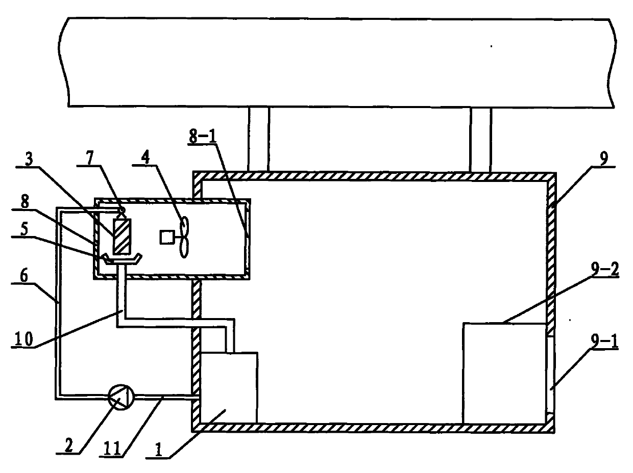 Ventilation and temperature reduction device of overhead travelling crane air conditioner with natural cold source