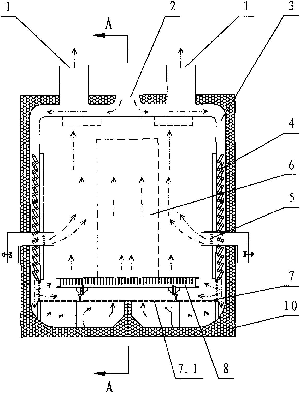 Special oven used for manufacturing cured epoxy resin dry type transformer coil and manufacturing method thereof