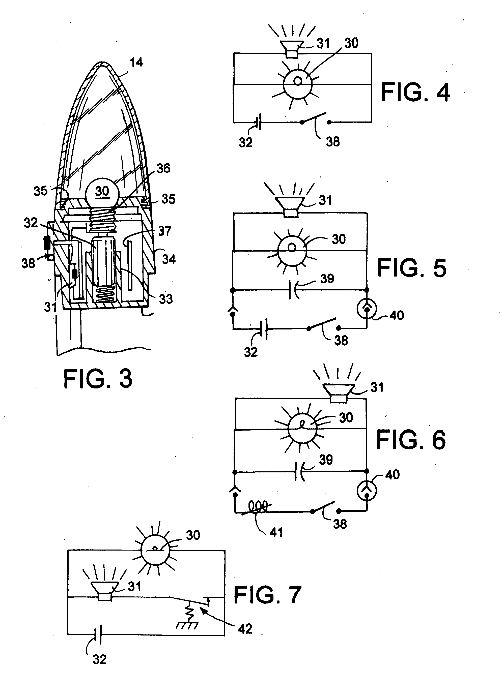 Airborne device such as model rocket with light and sound for observing and retrieving