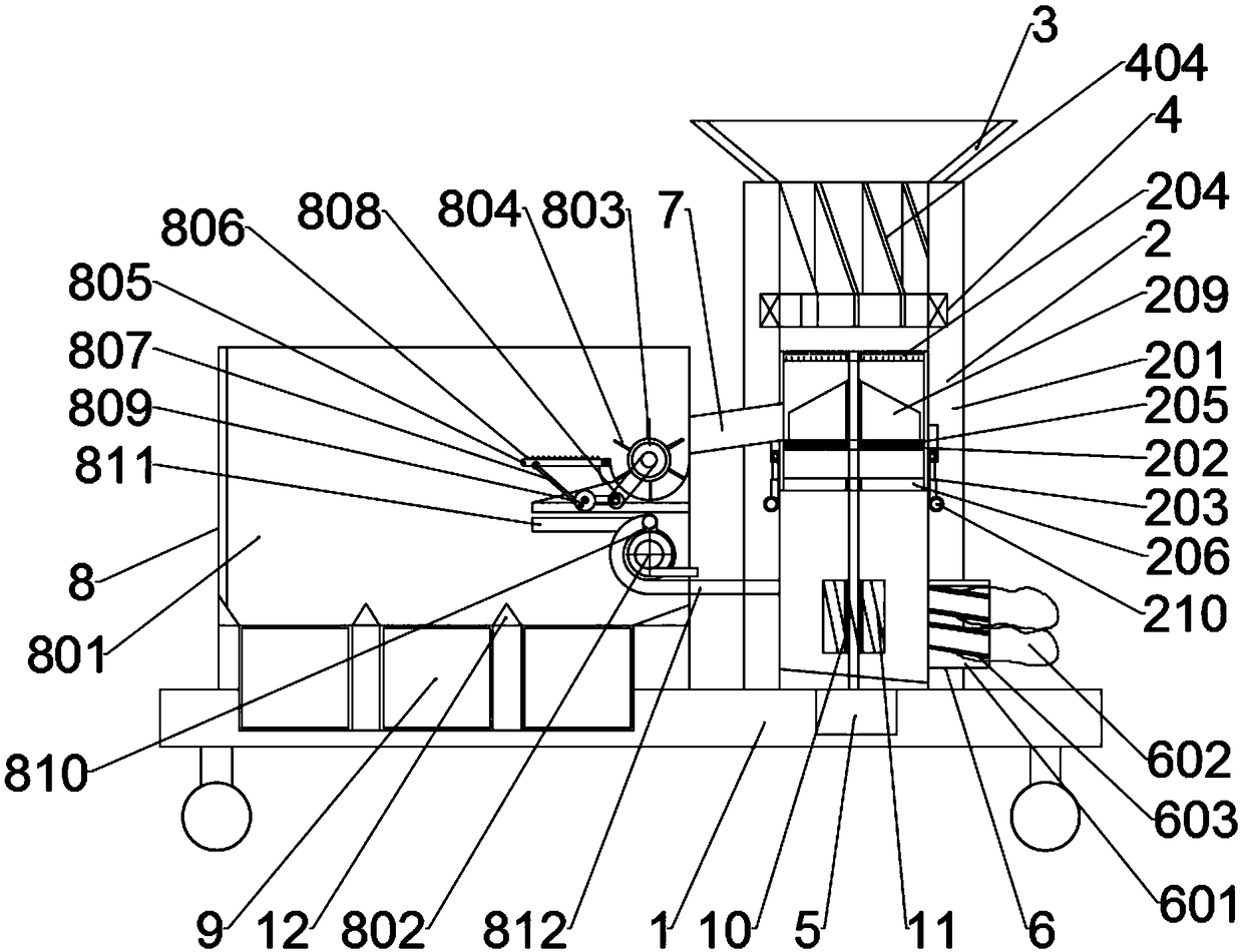 Tea dust-removal device with air separation structure