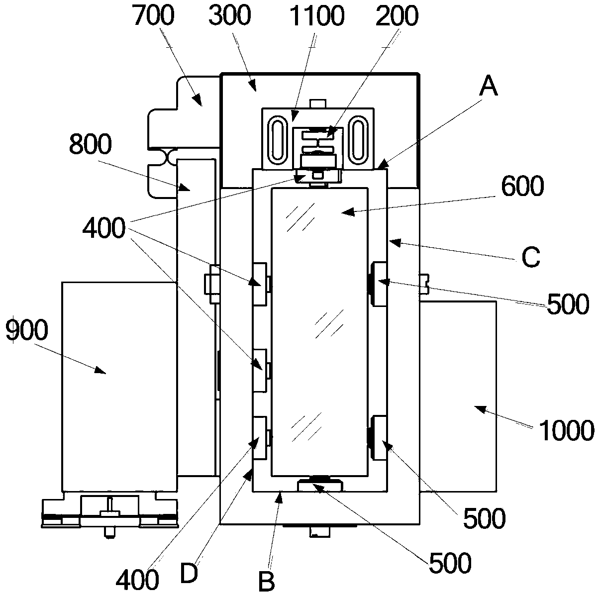 Large-area grating ruling cutter frame system