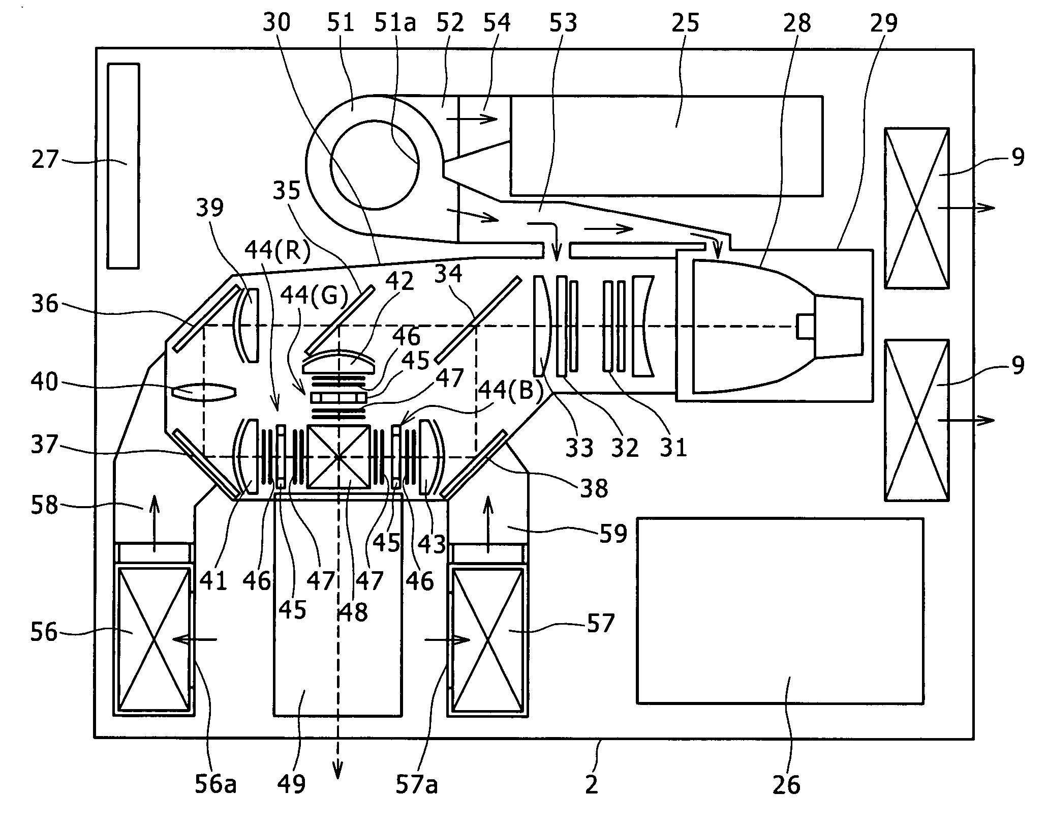 Projection type display unit