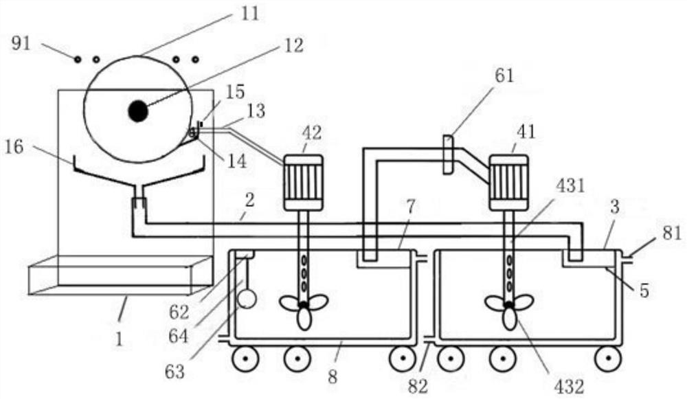 Automatic grout distributing device and grout distributing method for the bottom of ceramic tile adobe