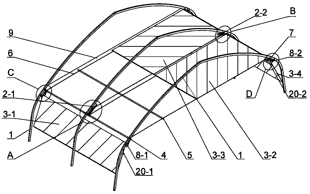 Sectional rolling curtain type internal heat preservation device for solar greenhouse