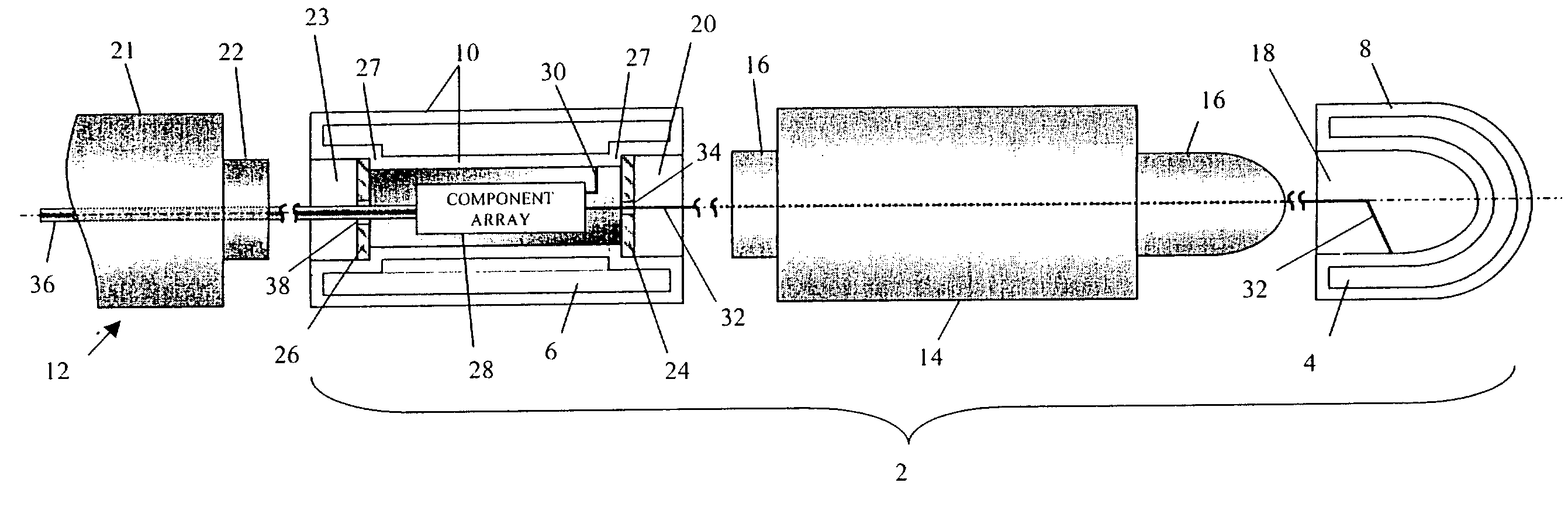 Hermetic component housing for photonic catheter