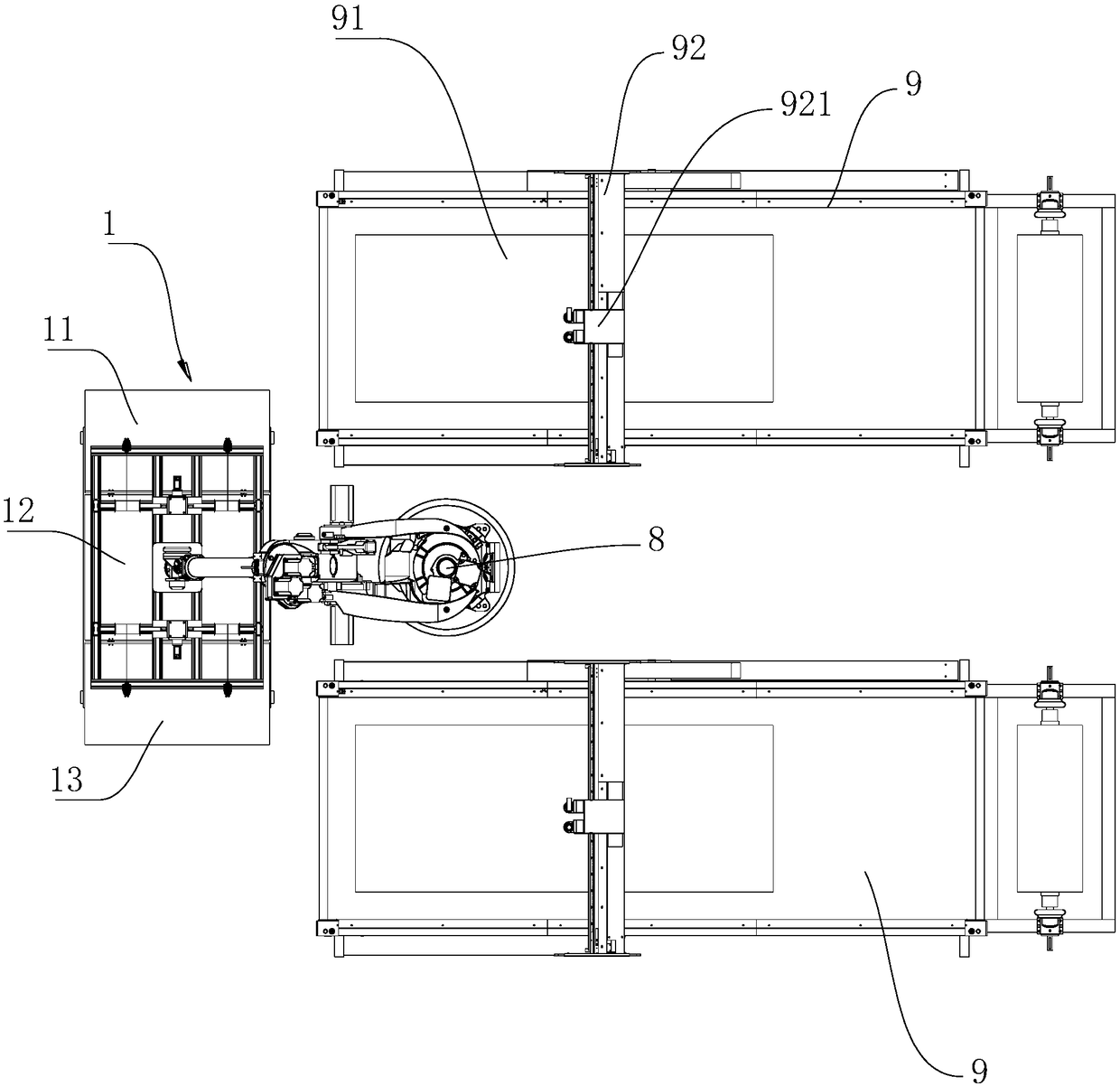 Automatic laying production line and control method of wind turbine blade root preform