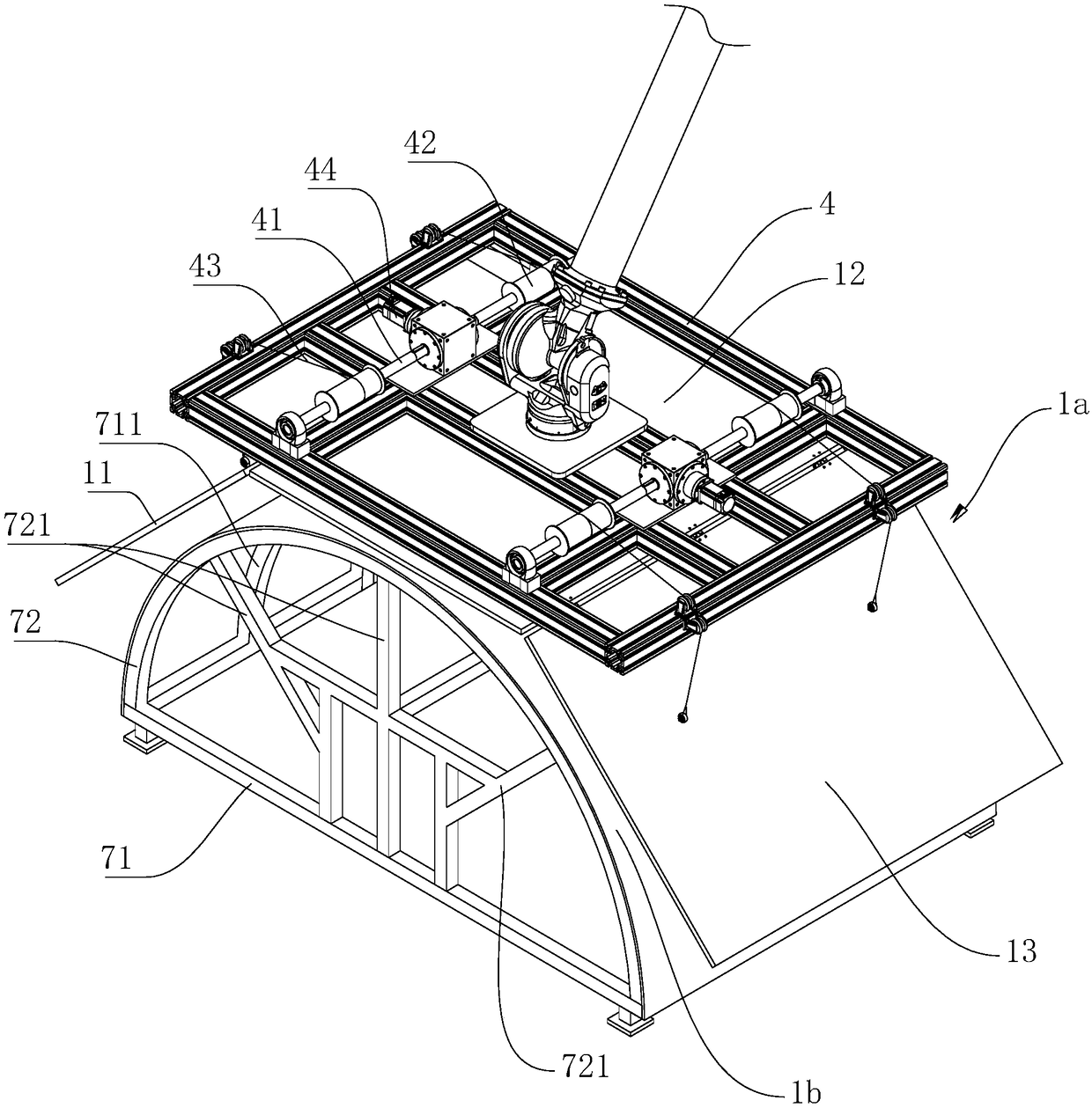 Automatic laying production line and control method of wind turbine blade root preform