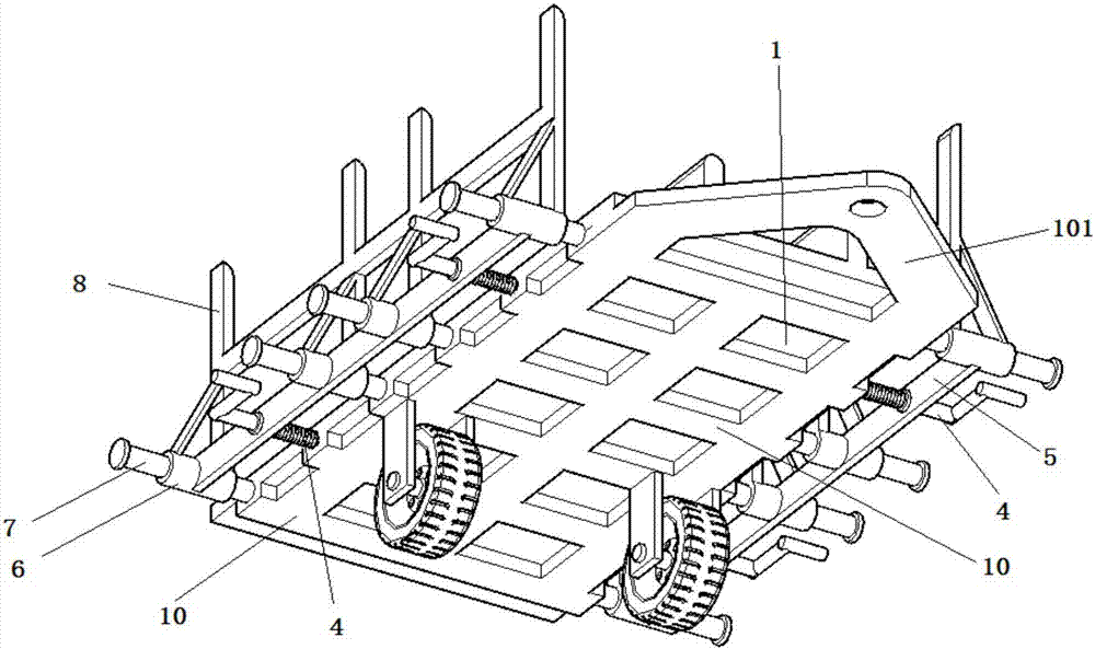 Flat car for pipe piece prefabricated plant