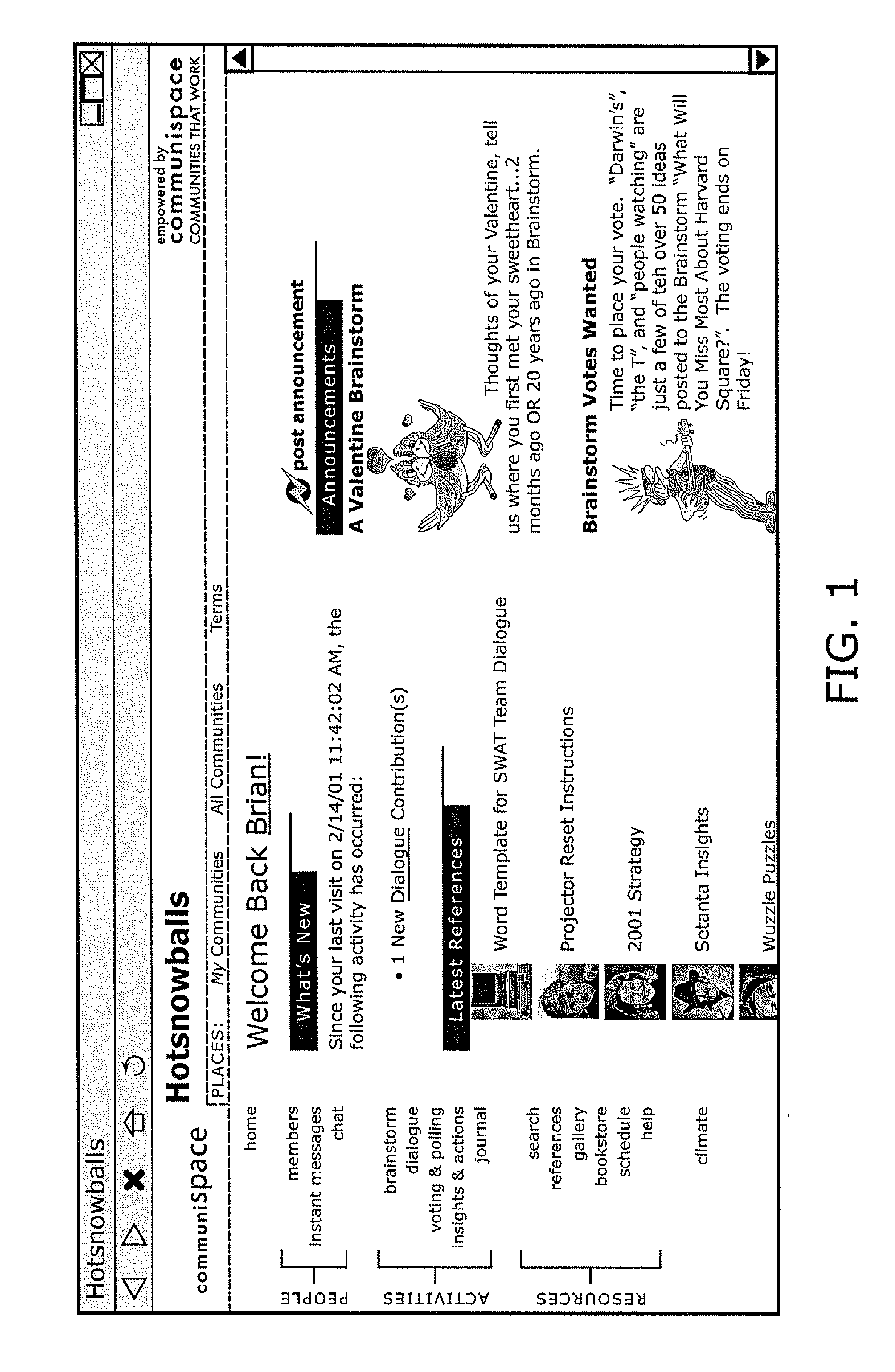 System for supporting a virtual community