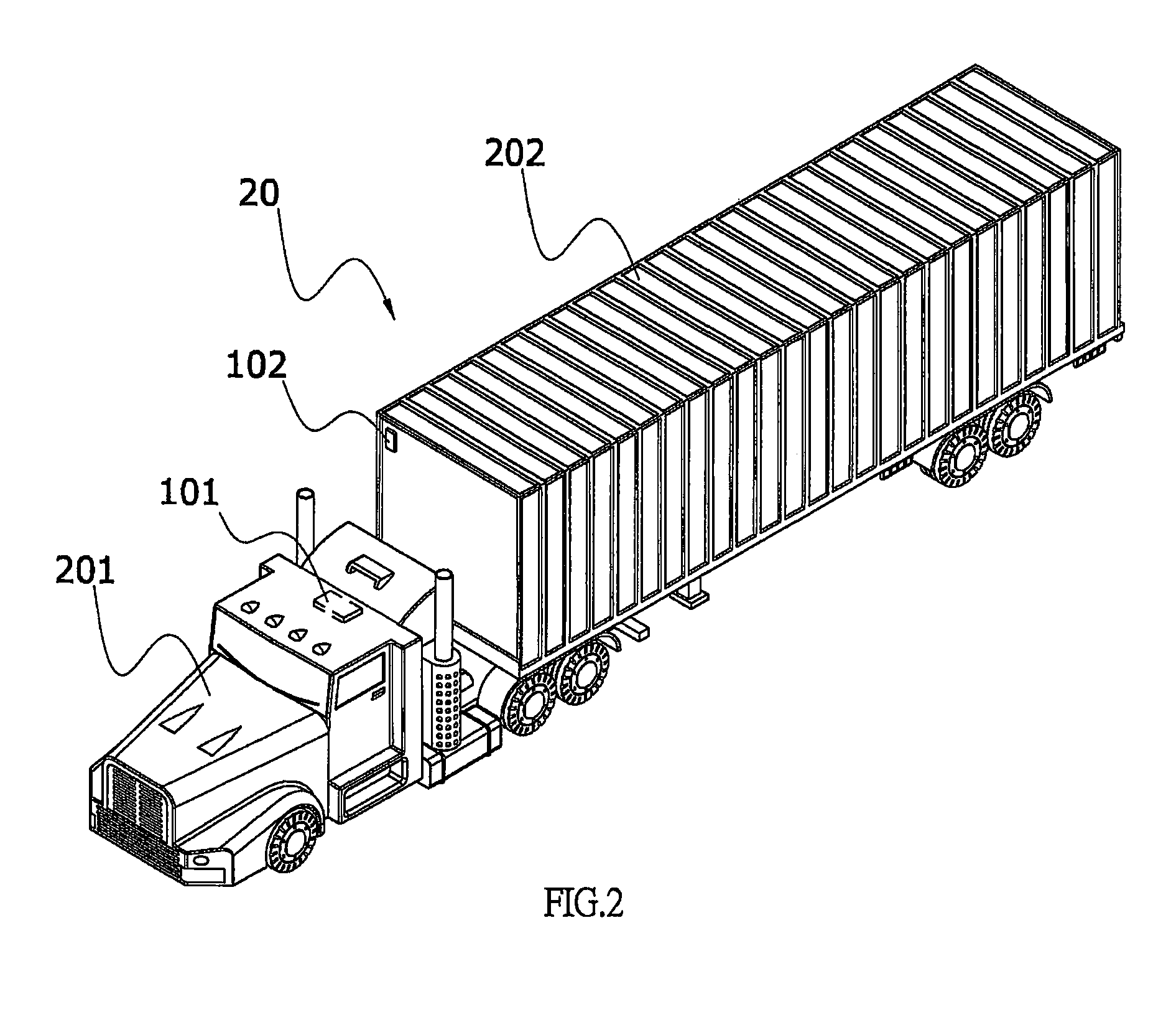 Tracking device and a tracking method of a shipping container truck