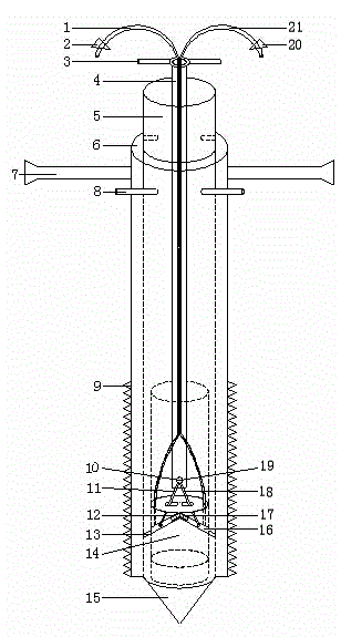 Anti-blockage underground deep layer irrigation device with flushing function