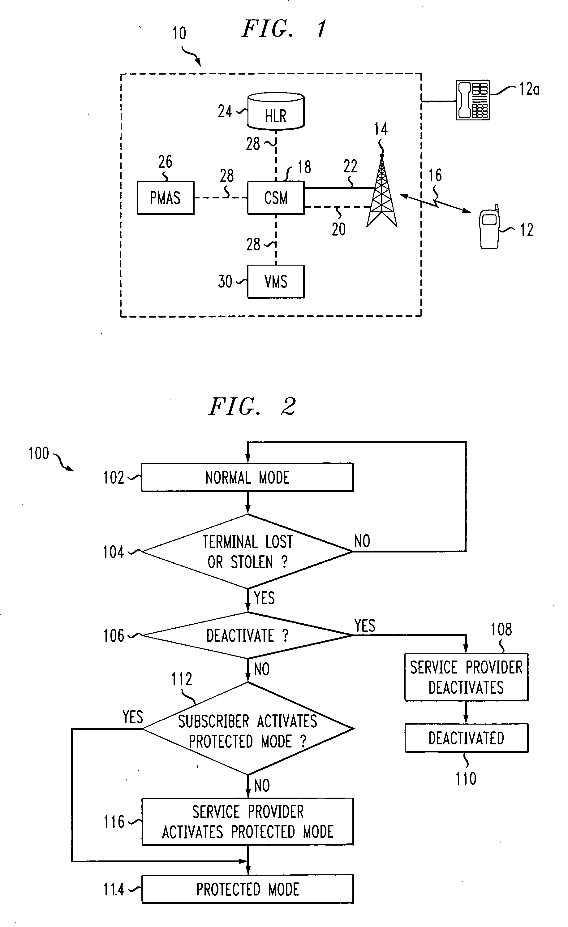 Protected mode for mobile communications terminals