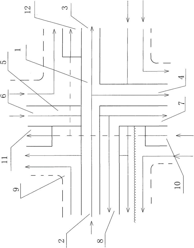 Four t-shaped three-dimensional bridge in modern city