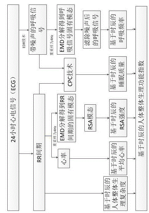 Human body overall physiological function index analyzing method based on chronoclocks