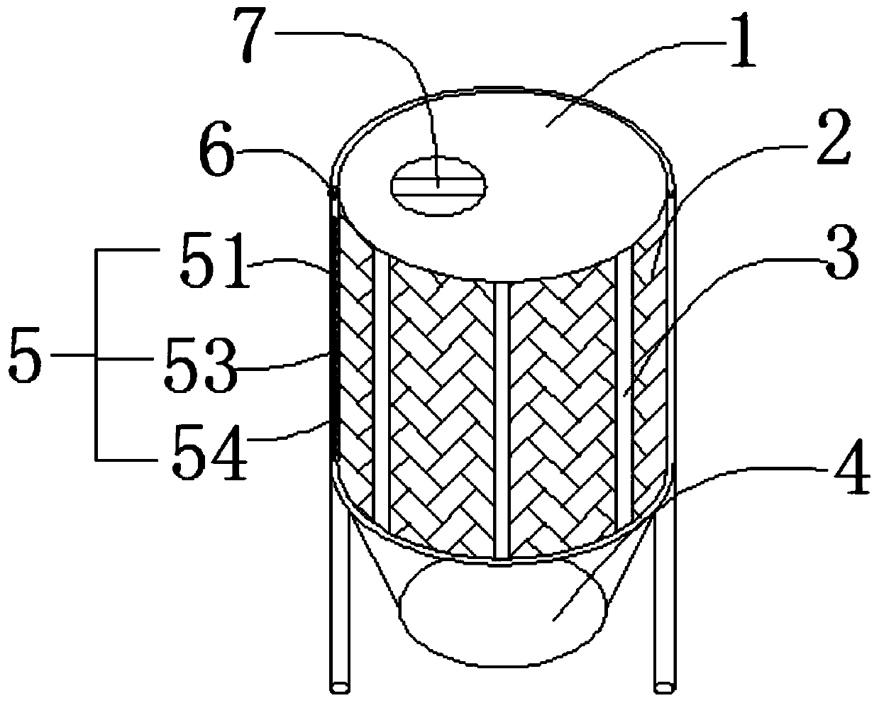 The storage tank structure of the conductive silver glue raw material resin powder