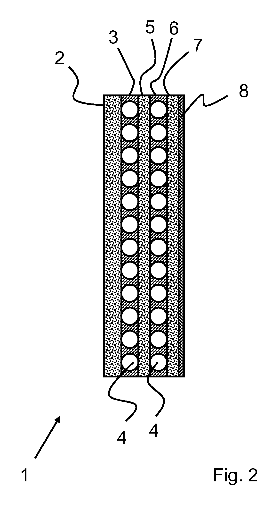 Building wall with fluid ducts as energy barriers