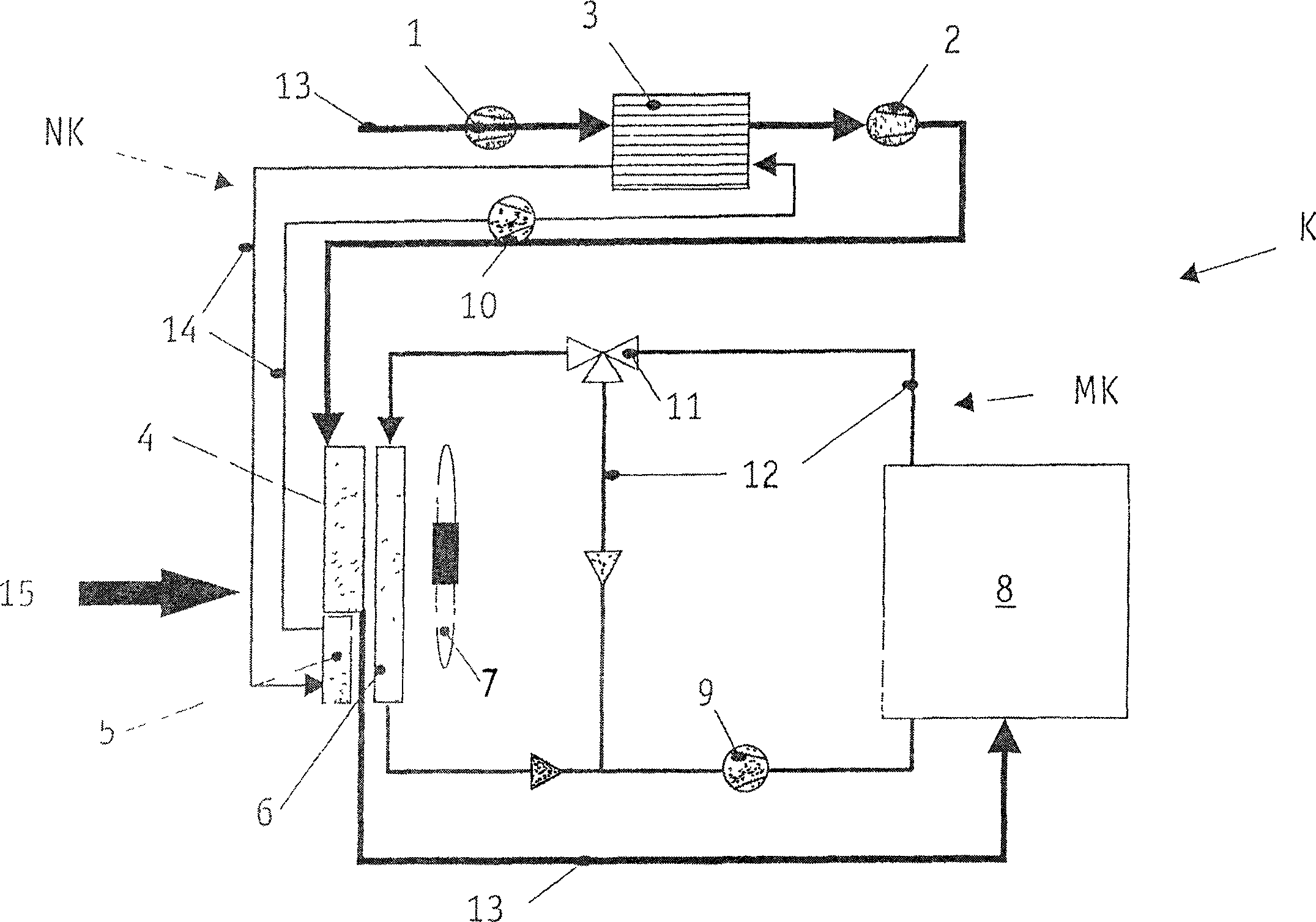 Circuit arrangement for cooling charge air and method for operating a circuit arrangement of this type