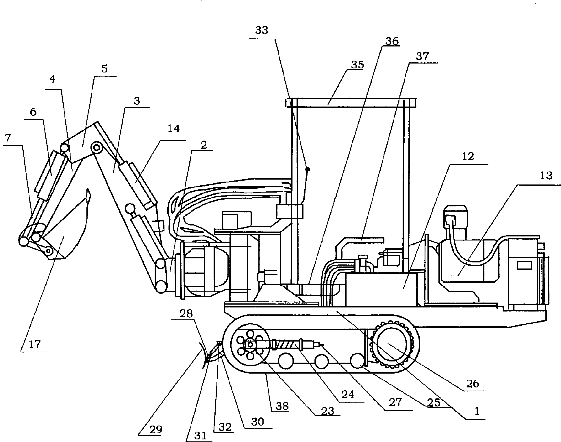 Multifunction downhole bottom ripping machine